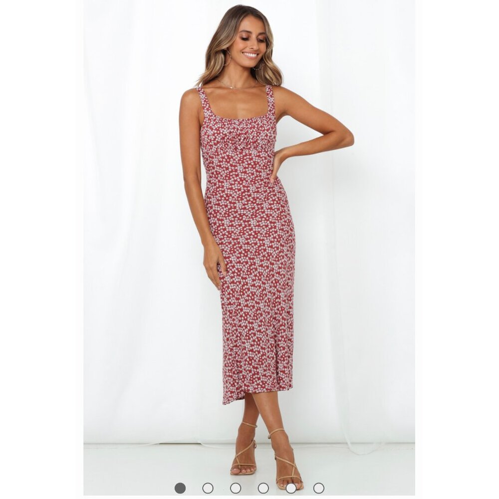 Hello Molly Building Bridges Midi Dress Red